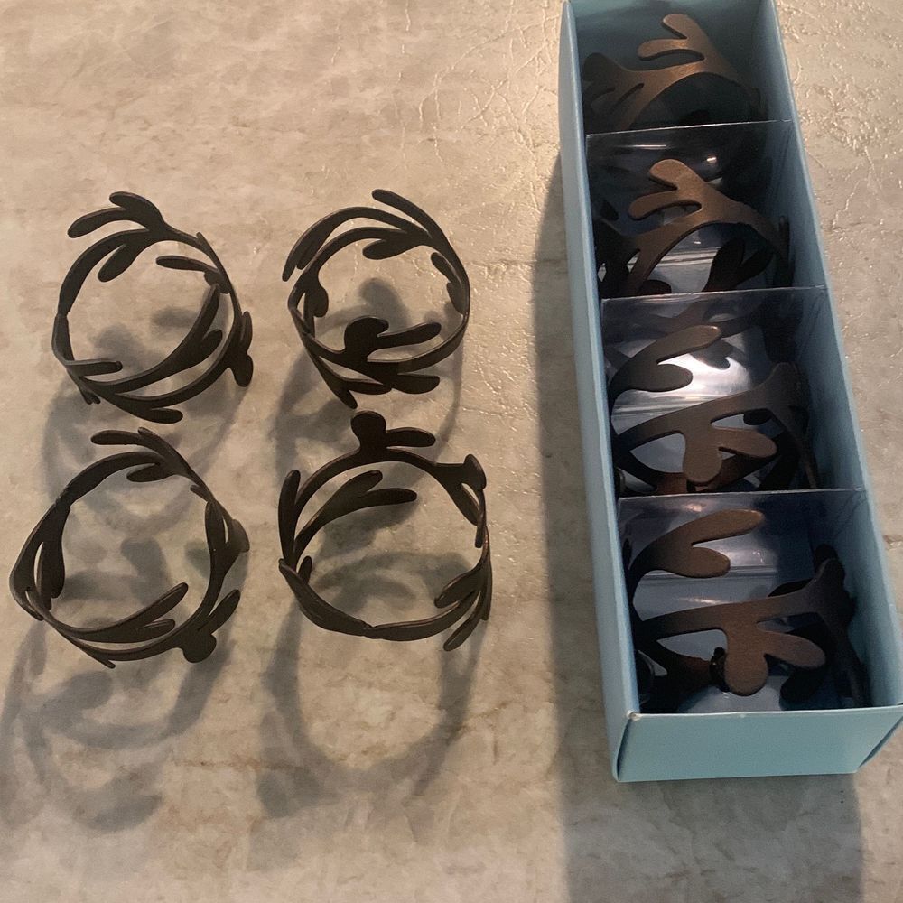 8 Bronze Coral Napkin Rings